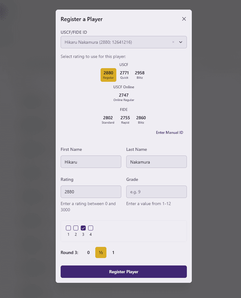 Grid64 registration screen